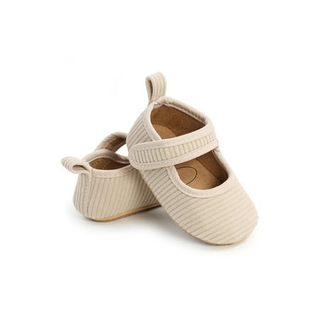 

Sanviglor Baby Girls Mary Jane First Walkers Flats Comfort Crib Shoes Party Breathable Cute Princess Dress Shoe Corduroy Bowknot Beige with Socks 6C