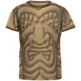 thumbnail image 1 of Tiki God Black Face Luau Mens Ringer T Shirt Tan-Brown LG, 1 of 2