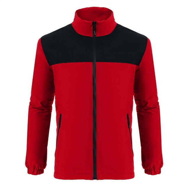 MIASHUI Veste Homme Automne Hiver Épaisse Coupe-Vent Unisexe Mode Bloc de Couleur Vêtements d'Extérieur Homme Rouge,TTG