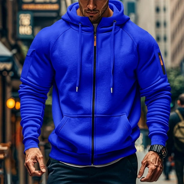 MHFRRA Sudadera con Capucha y Cremallera, Chaqueta con Cremallera Completa, Sudadera Ligera y Suave para Uso Deportivo Informal Al Aire Libre, Ajuste Cómodo Azul