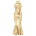 thumbnail image 4 of TSSOE Kids Girls Retro Disco Outfits Bell Bottom Jumpsuit 70s Fancy Dress Up Theme Party Bodysuits Gold 8, 4 of 7