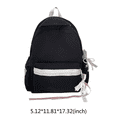 thumbnail image 2 of Solid Color Backpack with Zippered Side Pocket, Aesthetic School Backpack, Lightweight Breathable Bookbag for Middle School College, Black, 2 of 6