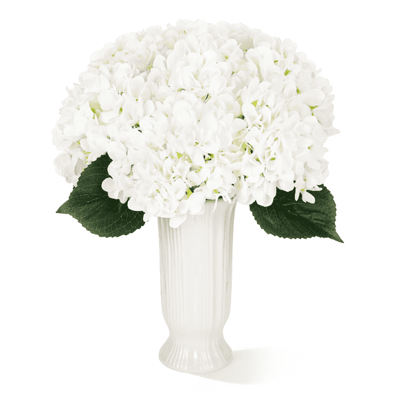 Armscye 12pcs Faux White Hydrangeas Fake Flowers, Artificial Silk Hydrangea with Stems Bouquets, Fake Hydrangeas Flowers Arrangement for Home Decor Party, Wedding Centerpieces Outdoor Decor