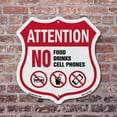 thumbnail image 4 of Property Shield Sign No Food No Drinks No Cell Phone (2 Pack) 18 inch X 18 inch Shield Shaped Commercial Grade Plastic Signs Weather Resistant, UV Protected for Workplace Made in the, 4 of 7