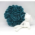 thumbnail image 2 of Fennco Styles Multi Rose Motifs Felt 15-inch Round Decorative Throw Pillow (Teal, Case + Insert), 2 of 6
