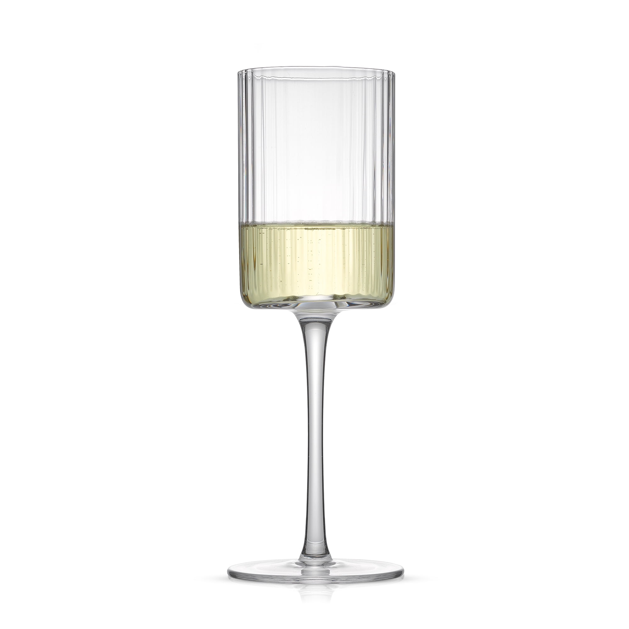 JoyJolt Elle Fluted Cylinder White Wine Glasses, Set of 2