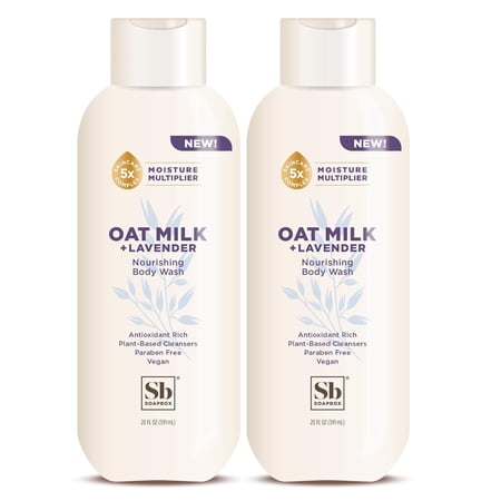 Soapbox Body Wash  Oatmilk & Lavender Liquid Body Wash  Moisturizing Soap with Shea Butter  Vegan Duo Pack of 2 Soap Bottles  20oz Each