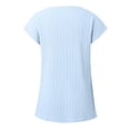 thumbnail image 4 of RMGVDSD Womens Tops Summer Sweater Women's Blouse Solid Color Button Fashion Short Sleeve Shirts Ladies Casual Knit Sweater /Blue, 4 of 5