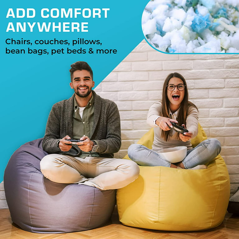 EUROTEX Bean Bag Filler w/Shredded Memory Foam Filling - Pillow Stuffing  Material for Couch Pillows Cushions Bean Bag Refill Filling & More Poly Fil/Polyfill  Stuffing Needs (5 Pounds)