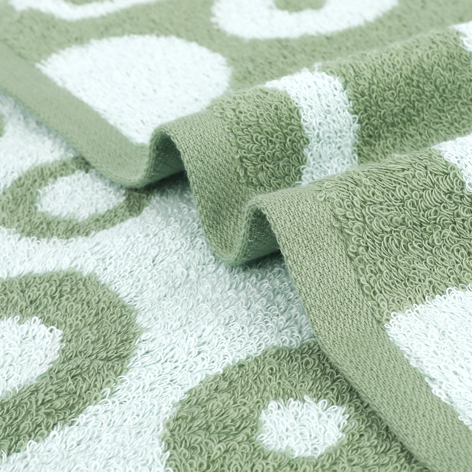Unique Bargains 4 Pack Cute Round Geometric Pattern Hand Towel Cotton Towel Green/Purple