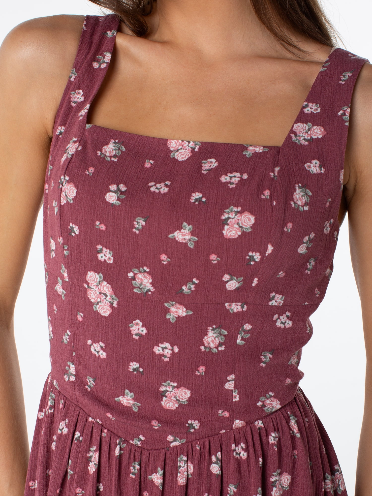 Celebrity Pink Women's Smocked Back Floral Tank Midi Dress, Sizes XS-XXXL