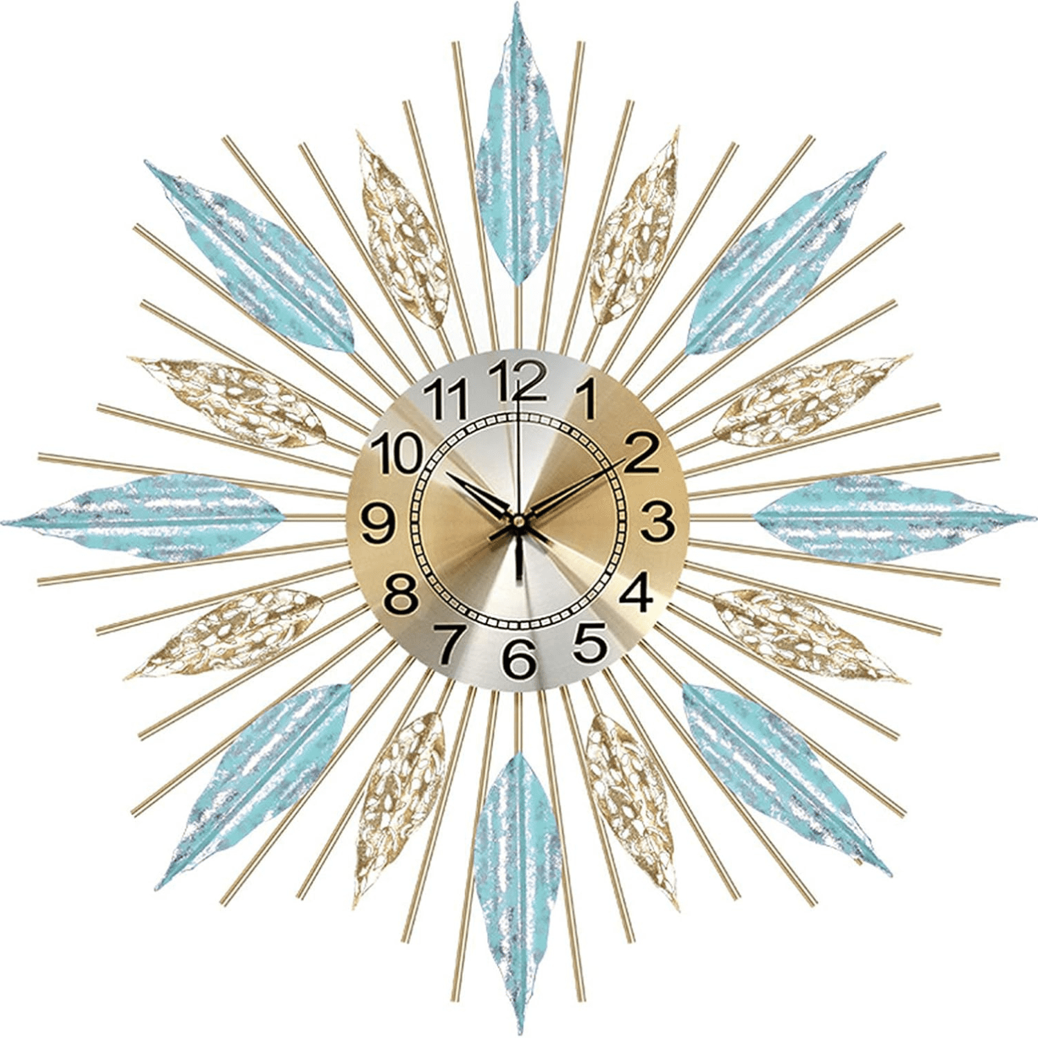 Large Decorative Wall Clock for Home Office, Silent Non-Ticking Metal Analog Clock, Easy to Read Battery Operated School Clock for Living Room Bedroom Kitchen Decor
