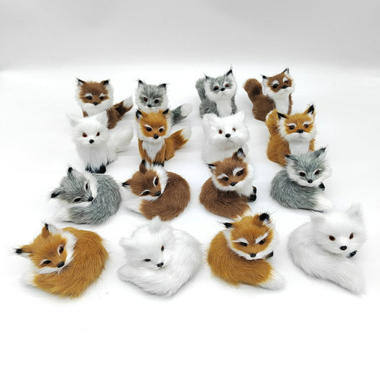 10 Pieces A Lot Mini Creative Simulation Fox Toys Resin&fur Yellow