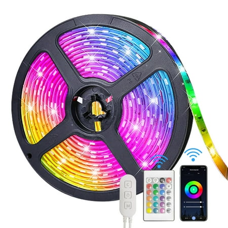 

5M 150LEDs Wirelessly Connected RGB Colorful LEDs Strips with Controller Supported Wirelessly Connected/ Phones App Control/ Controller/ Voice Control/ DIY Customed Setting/ Music Sync/ 10