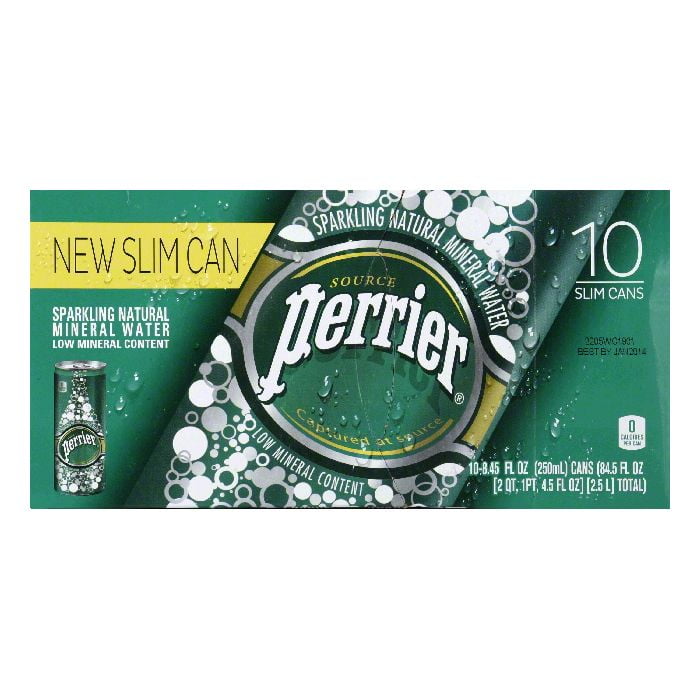 Perrier Slim Can Sparkling Natural Mineral Water, 84.5 FO (Pack of 3) by
