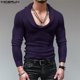 thumbnail image 2 of INCERUN Tops 2024 Camisetas de estilo americano de moda para hombre con cuello en U profundo y diseño de pila, camisetas casuales de manga larga sólidas S-5XL, 2 of 5