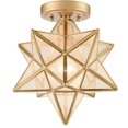 thumbnail image 1 of 12-Inch Moravian Star Ceiling Light Brass Boho Moroccan Lamp With Seeded Glass Shade, 1 of 3