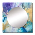 thumbnail image 2 of Designart "Liquid Art in Turquoise and Purple IV" Fractals Square Mirror Wall Decor Transitional - Large Turquoise Square Bathroom Mirror - Square Printed Wall Mirror Art, 2 of 5