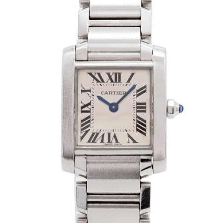 Pre-Owned Cartier Tank Française SM W51008Q3 White Dial Women s Watch