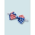 thumbnail image 5 of Arvbitana Toddler Baby Girl 4th of July Outfit 6M 12M 2T 3T 4T 5T Lace Sleeveless Stars and Stripes Print Smocked Dress Headband 2Pcs Independence Day Set, 5 of 9