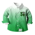 thumbnail image 4 of RXMEKW Chemise à Manches Longues Imprimée pour la Saint-Patrick pour Garçons avec Col Rabattu, 95 % Coton 5 % Spandex, Vert, 4 of 7