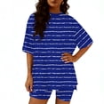 thumbnail image 5 of Mifsaly 2 Piece Short Sets for Women Striped Summer Matching Lounge Set Oversized T-Shirt and Shorts Loose Comfortable Everyday Loungewear L, 5 of 6