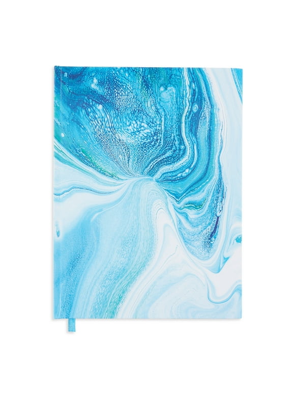 Pen+Gear Hardcover Journal, Blue and White Marble, 6" x 8", 192 Ruled Pages, Paper