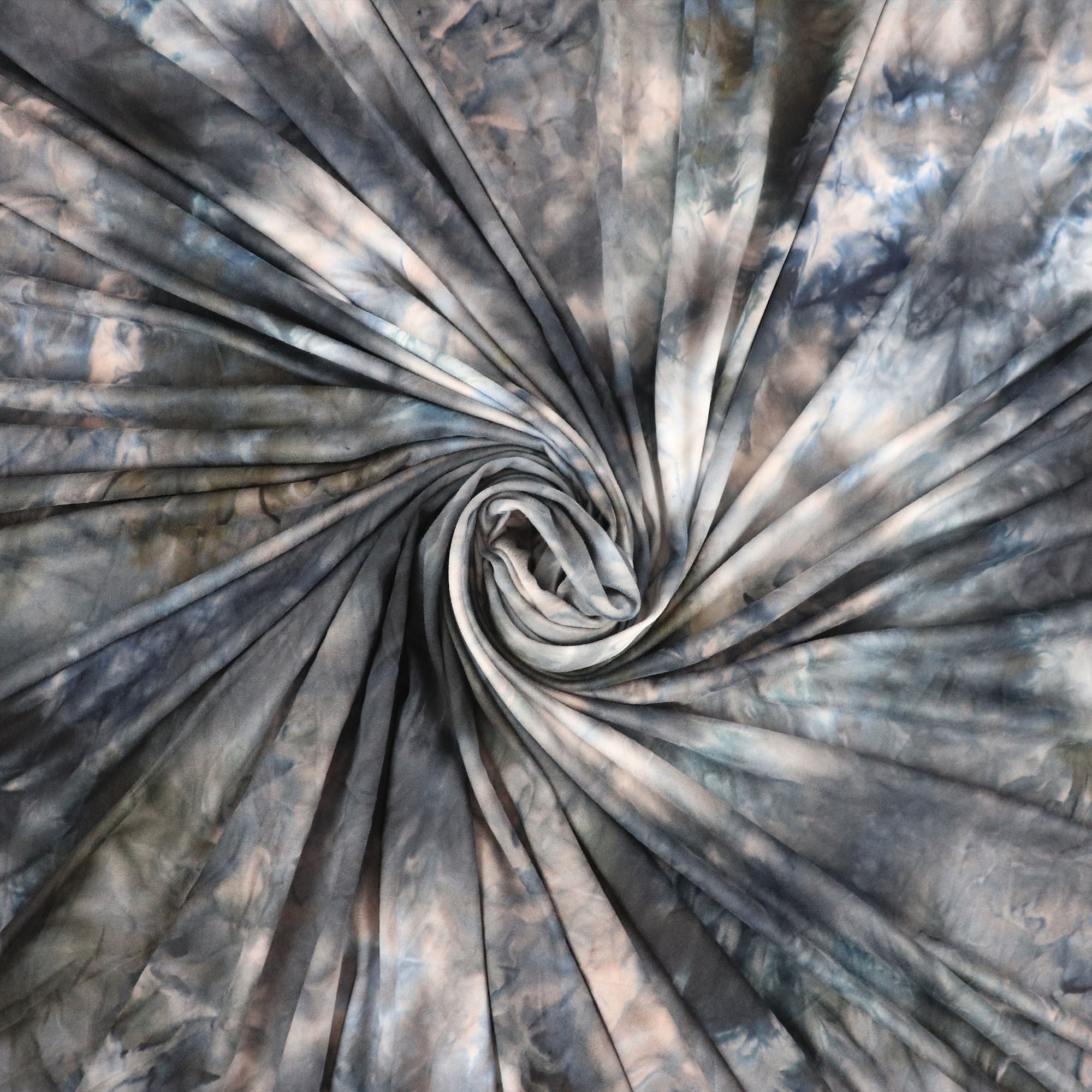 Romex Textiles Polyester Spandex TieDye Knit Fabric Black/Grey/Blue