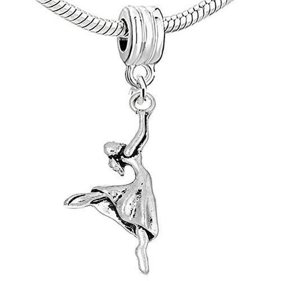 Sexy Sparkles Silver Plated Base Ballerina Dancing Charm Bead for European Snake Chain Charm Bracelet Lead and Nickel Safe - Zinc Metal Alloy