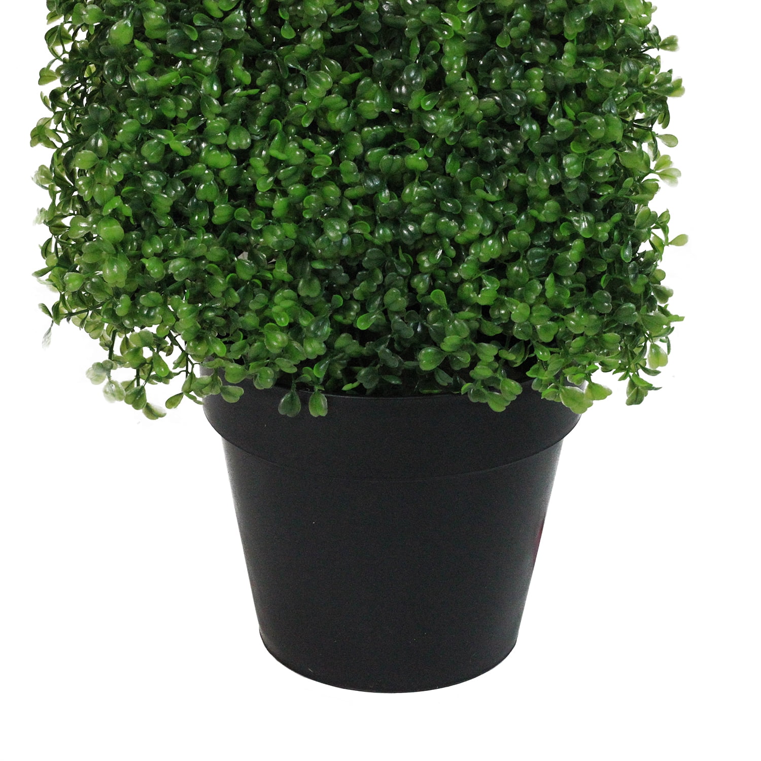 45" Potted Two Tone Green Triangular Boxwood Topiary Artificial Tree - Unlit