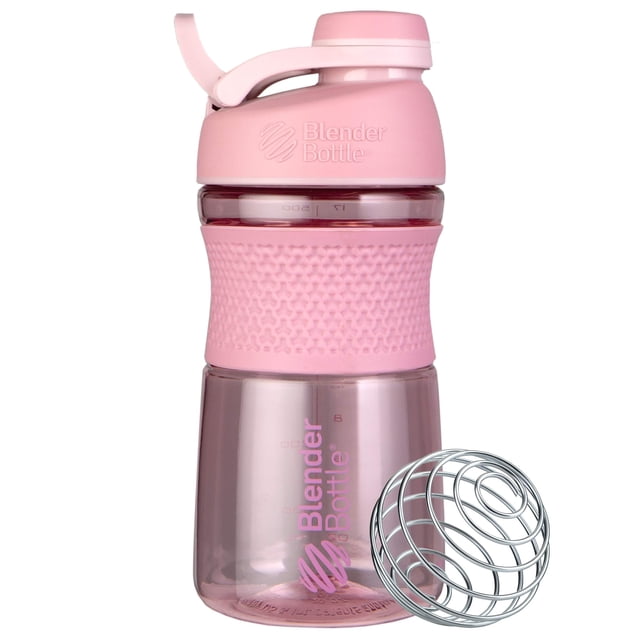 BlenderBottle SportMixer - Botella coctelera perfecta para batidos de proteínas y pre entrenamiento, 20 onzas, rosa