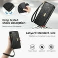 thumbnail image 6 of Floral Embossed Zipper Wallet Case for Samsung Galaxy S24 FE, Soft TPU and PU Leather with Lanyard & Card Slots & Kickstand & Magnetic Clasp, Shockproof Drop Protective Rugged Case Cover, Black, 6 of 13