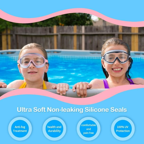 Lunettes de natation anti-buée pour enfants, protection UV, sans fuite,  étui cadeau pour garçons et filles de 3 à 14 ans