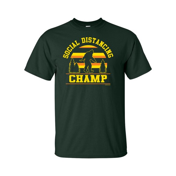 Funny Bigfoot Social Distancing Champ Unisex Adult Short Sleeve T-shirt-Forest-4xl