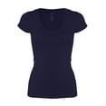 thumbnail image 6 of Bozzolo Women's Plain Basic V Neck Short Sleeve Cotton T-Shirts - RT1010V, 6 of 10
