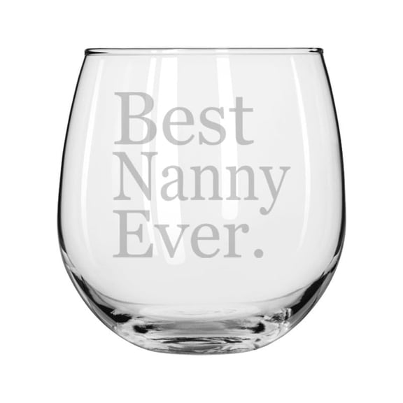 Wine Glass for Red or White Wine Gift Best Nanny Ever (16 oz Stemless)