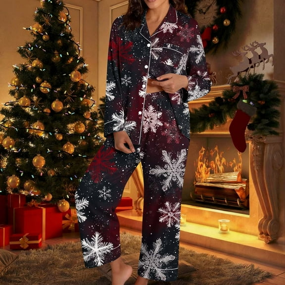 QLEICOM Fall Pajamas Women,Pj Sets for Woman,Women's Christmas Pajama Set with Hooded Long Sleeve Top and Matching Bottoms Festive Sleepwear for Holiday Celebrations and Cozy Nights