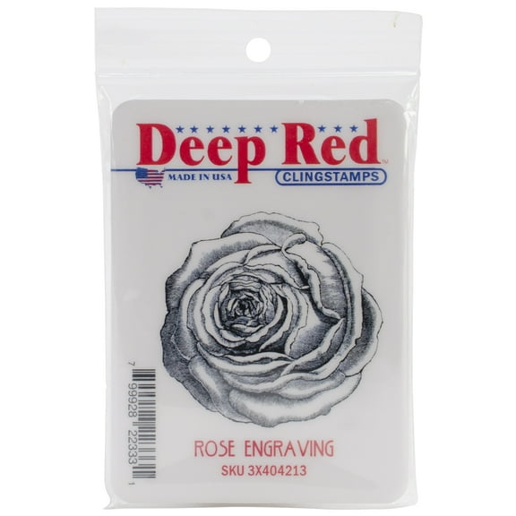 Deep Red Stamps Rose Engraving Rubber Cling Stamp 2.1 x 2 inches.