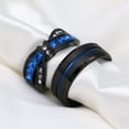 thumbnail image 4 of Matching Rings Couple Ring Black Gold Plated 1CT Blue CZ Women Wedding Ring Set Male Ring, 4 of 7