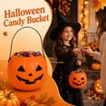 thumbnail image 2 of Halloween Pumpkin Candy Bucket Trick Or Treat Pail with Portable Handle Durable Orange Plastic Jack O Lantern Storage for Student Party Favors Halloween Season Home Decor 1 Pack, 2 of 7