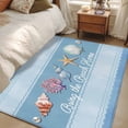 thumbnail image 4 of Coastal Blue Striped Area Rugs 2.7'x5', Washable Small Throw Rugs for Kitchen Bedroom, Ocean Sea Summer Starfish Coral Shells Indoor Outdoor Rug Non-Slip Low Pile Carpet Runner Reversible Floor Mats, 4 of 8