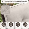 thumbnail image 6 of Patiobula Patio Furniture Set with Propane Fire Pit Table, 7 Pieces Outdoor Sectional Couch, Brown Wicker Rattan Conversation Loveseat Glider with Swivel Chair Ottomans for Backyard Deck, Beige, 6 of 15