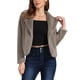 thumbnail image 1 of Abrigo de piel sintética recortado para mujer, chaqueta de invierno de moda, con frente abierto, solapa de muesca, manga larga, abrigo esponjoso XL gris café, 1 of 6