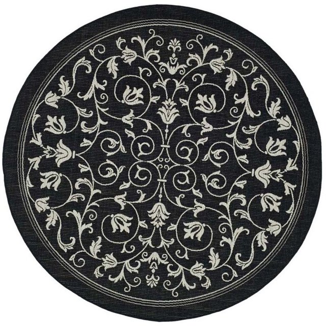 Safavieh Courtyard Black Indoor Outdoor Rug - Round 7'10"