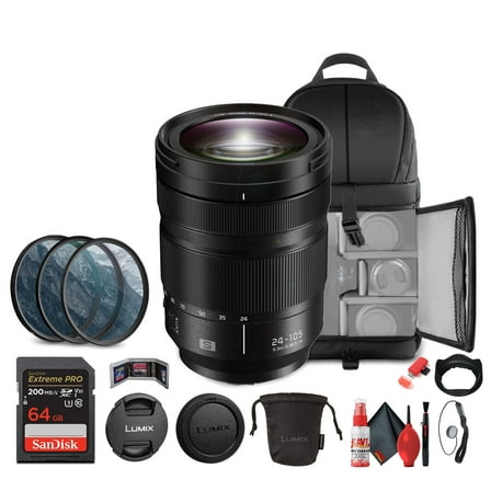 Panasonic Lumix S 24-105mm f/4 Macro O.I.S. Lens Bundle with Acccessories