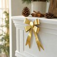 thumbnail image 3 of Christmas Bow Ornament, Iron Bow Hanging Decoration, Metallic Finish with Hanging Loop for Christmas Trees Wreaths and Garlands, Gold, 3 of 6