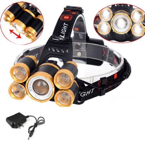 2x T6 LED Rechargeable Non-slip Outdoor Zoom 18650 Headlamp Headlight Torch USB 