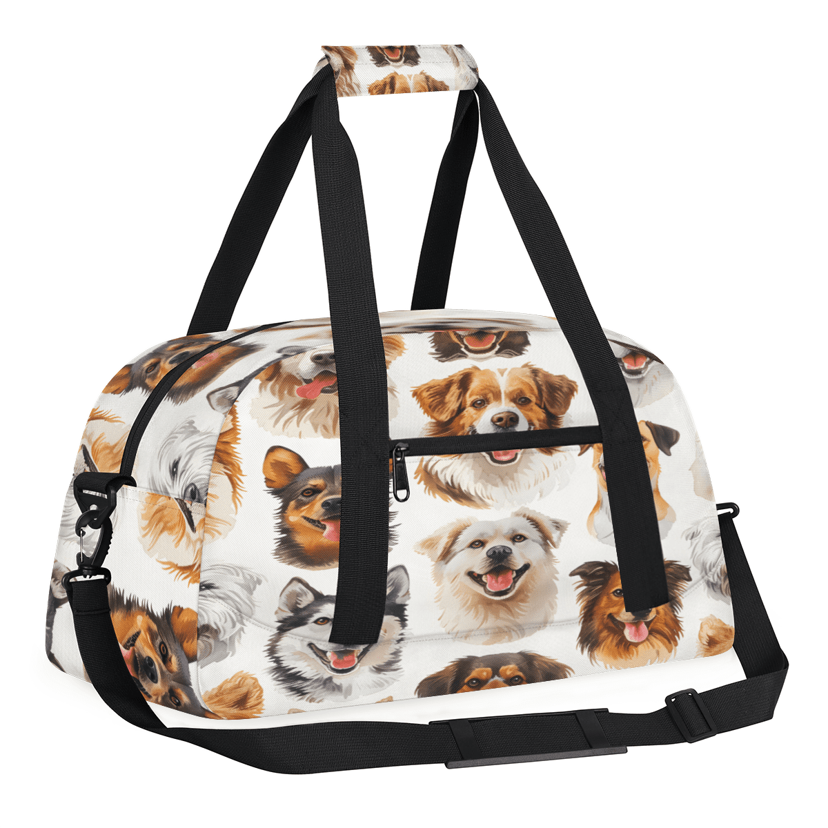 Herdesigns Cute Dogs Sports Duffle Bag for Women & Men, Puppy Pets Gym Bag Dance Bag Overnight Bag Carry On Weekender Travel Bag