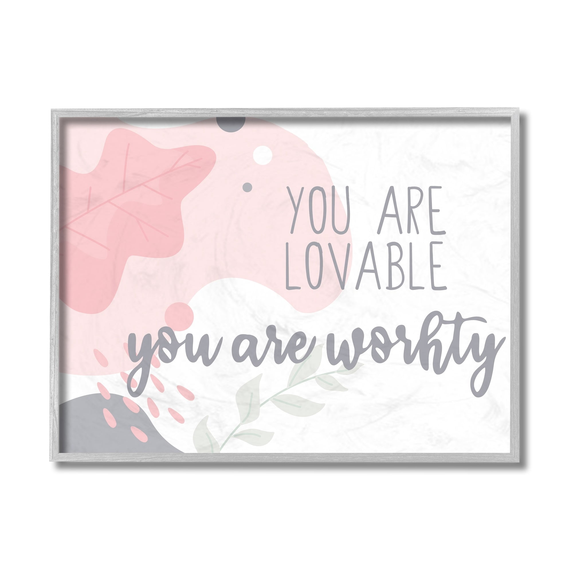 Stupell Industries You are Loveable Phrase Abstract Pink Nature Gray Framed by Kim Allen