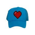 thumbnail image 1 of Men's 80's Retro Large 8 Bit Pixelated Heart Gamer Trucker Hat, Aqua, 1 of 2